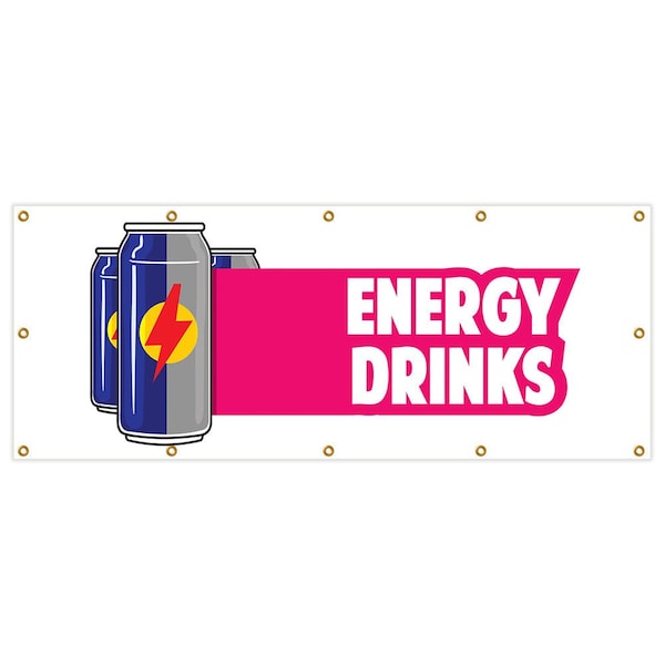 Energy Drinks Banner Heavy Duty 13 Oz Vinyl with Grommets